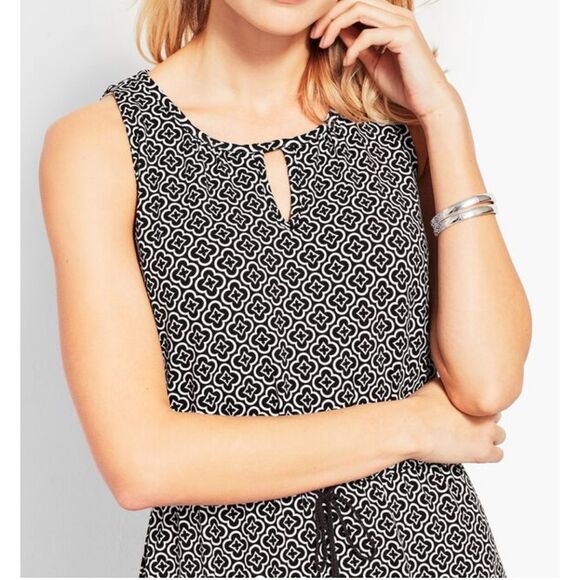 Talbots Avalon Tiles Jersey Maxi Dress Black White Geometric Maxi SM women’s EUC - Picture 5 of 14